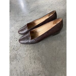 Vintage Tanino Crisci Brown Armadillo Kitten Heels Shoes 39.5 / US 9 (A12)